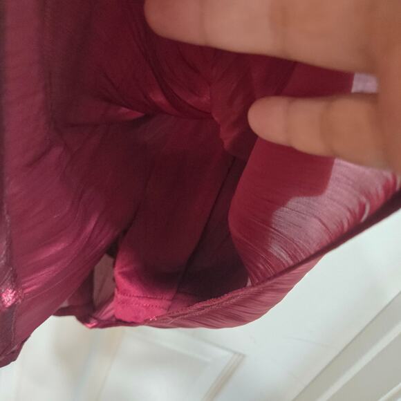 Blu Pepper Burgundy Puff Sleeve Satin Mini Dress Square Neck S - Picture 3 of 6